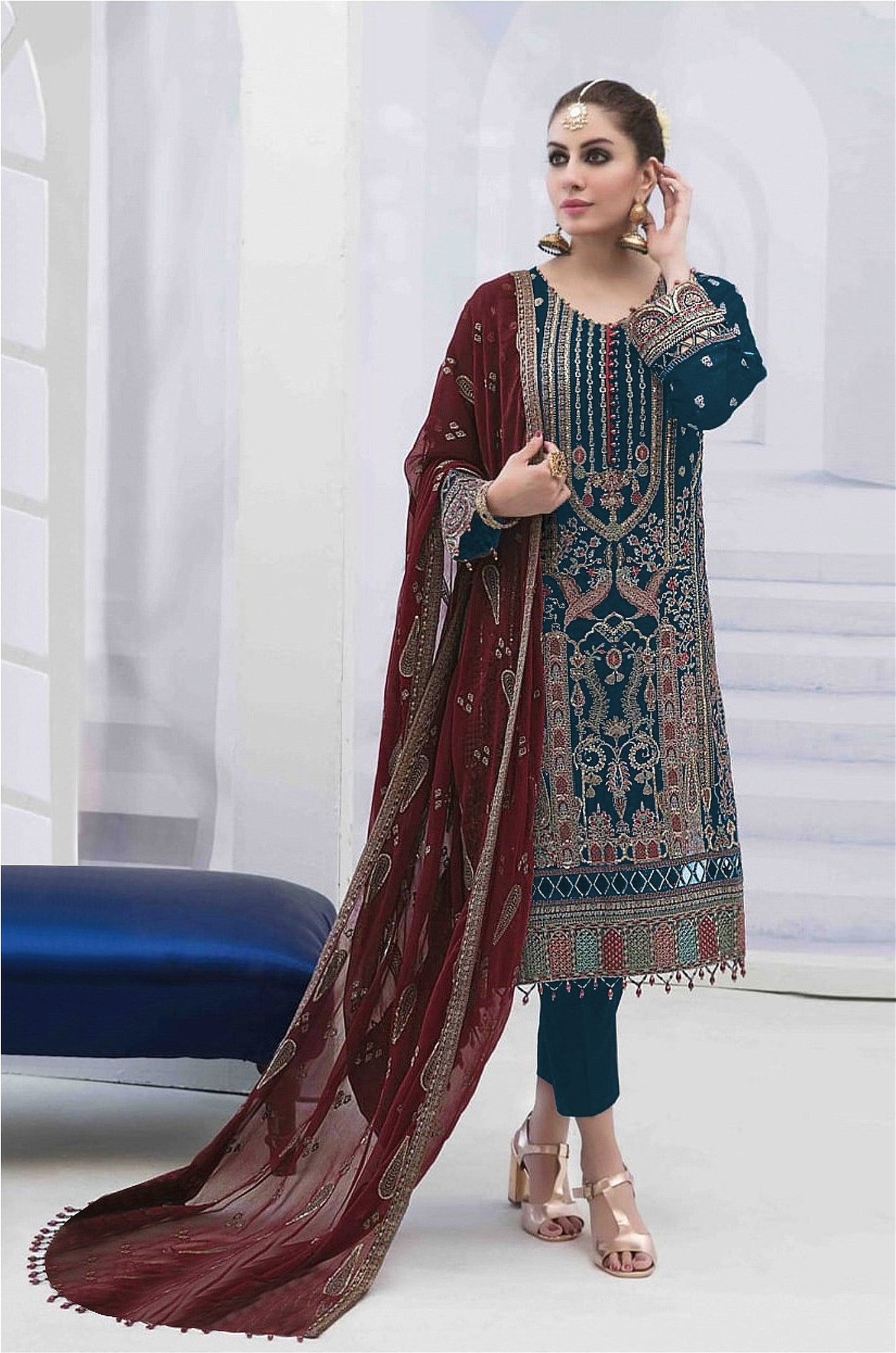 Designer Embroidered Faux Georgette Salwar Suit