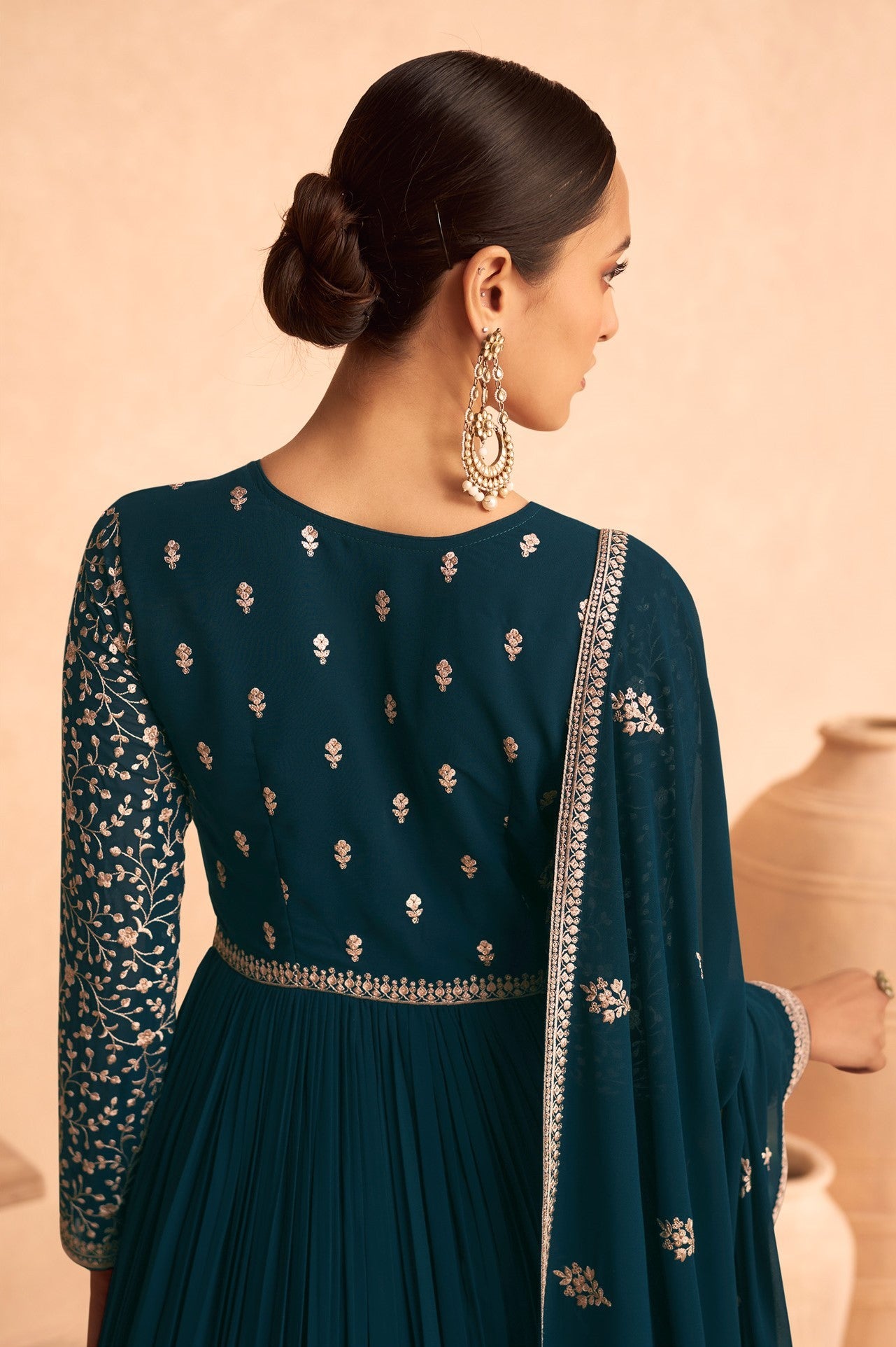 Beautiful Designer Anarkali Dupatta Gown Suit Wedding Party Wear Heavy Squence Embroidery Work