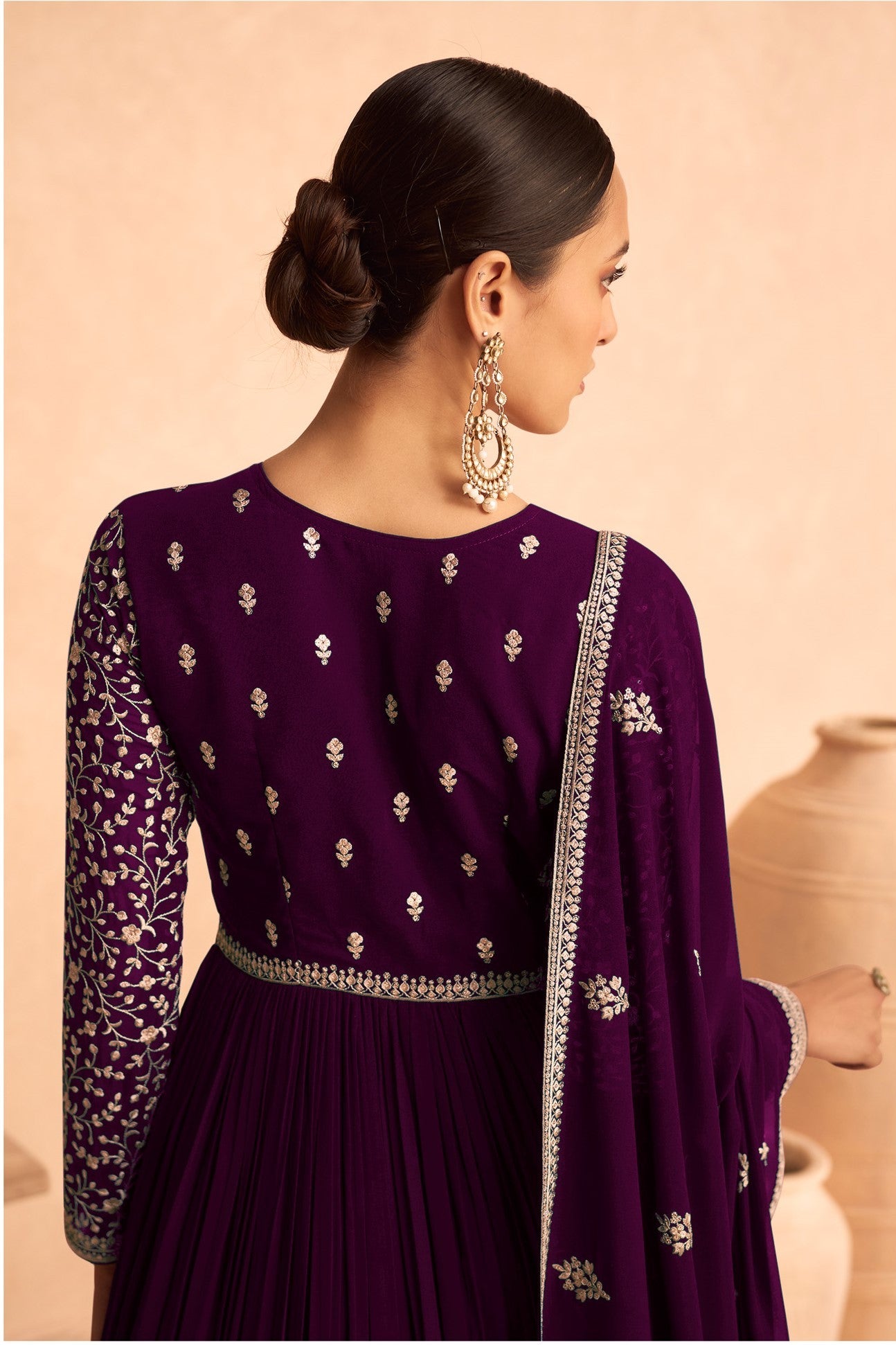 Beautiful Designer Anarkali Dupatta Gown Suit Wedding Party Wear Heavy Squence Embroidery Work