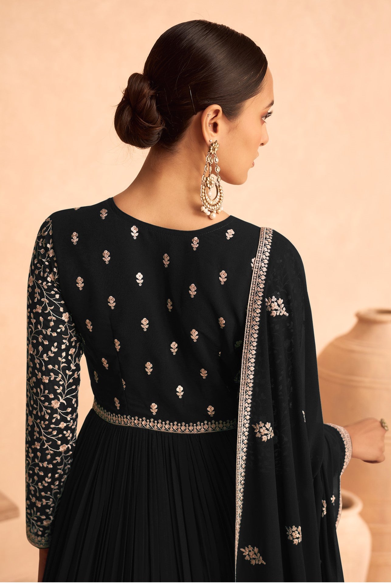 Beautiful Designer Anarkali Dupatta Gown Suit Wedding Party Wear Heavy Squence Embroidery Work