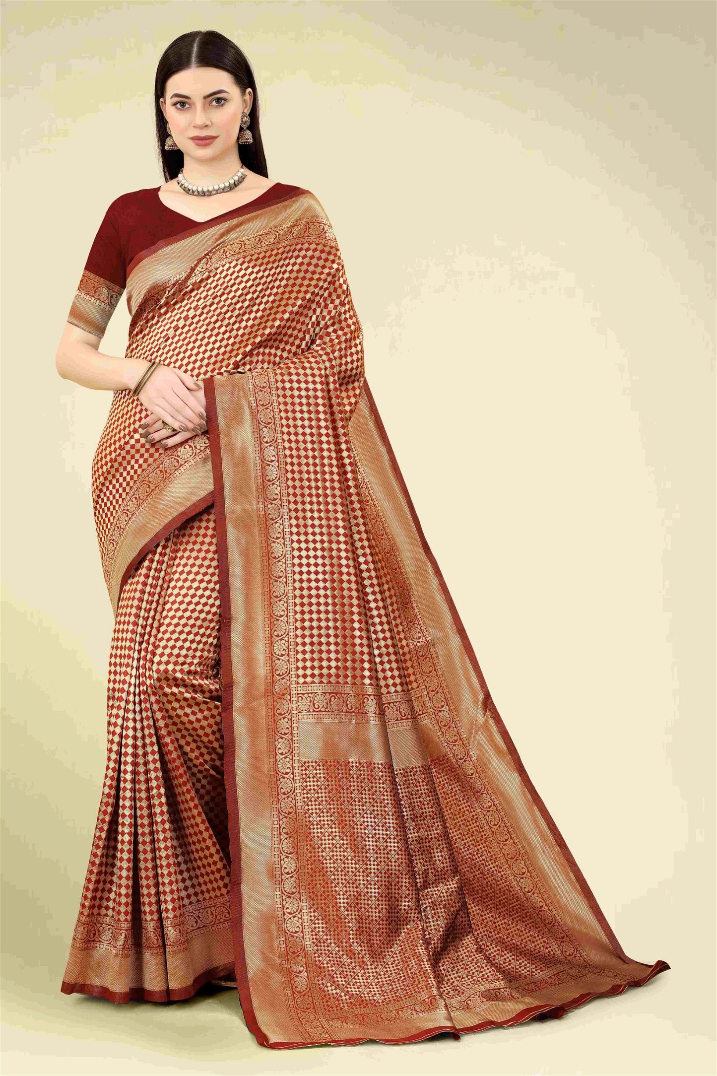 Maroon Colour Banarasi Silk Saree