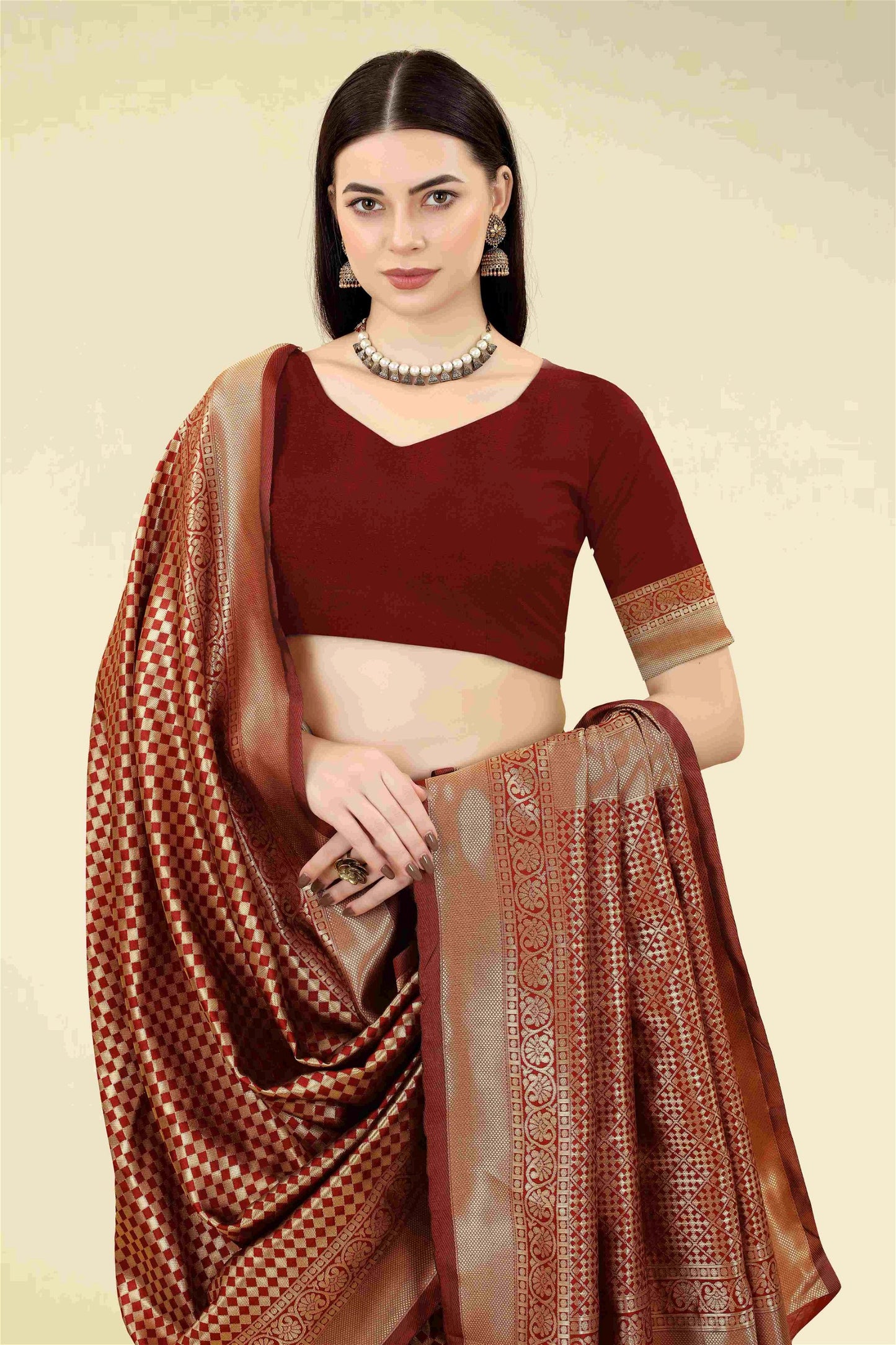Maroon Colour Banarasi Silk Saree