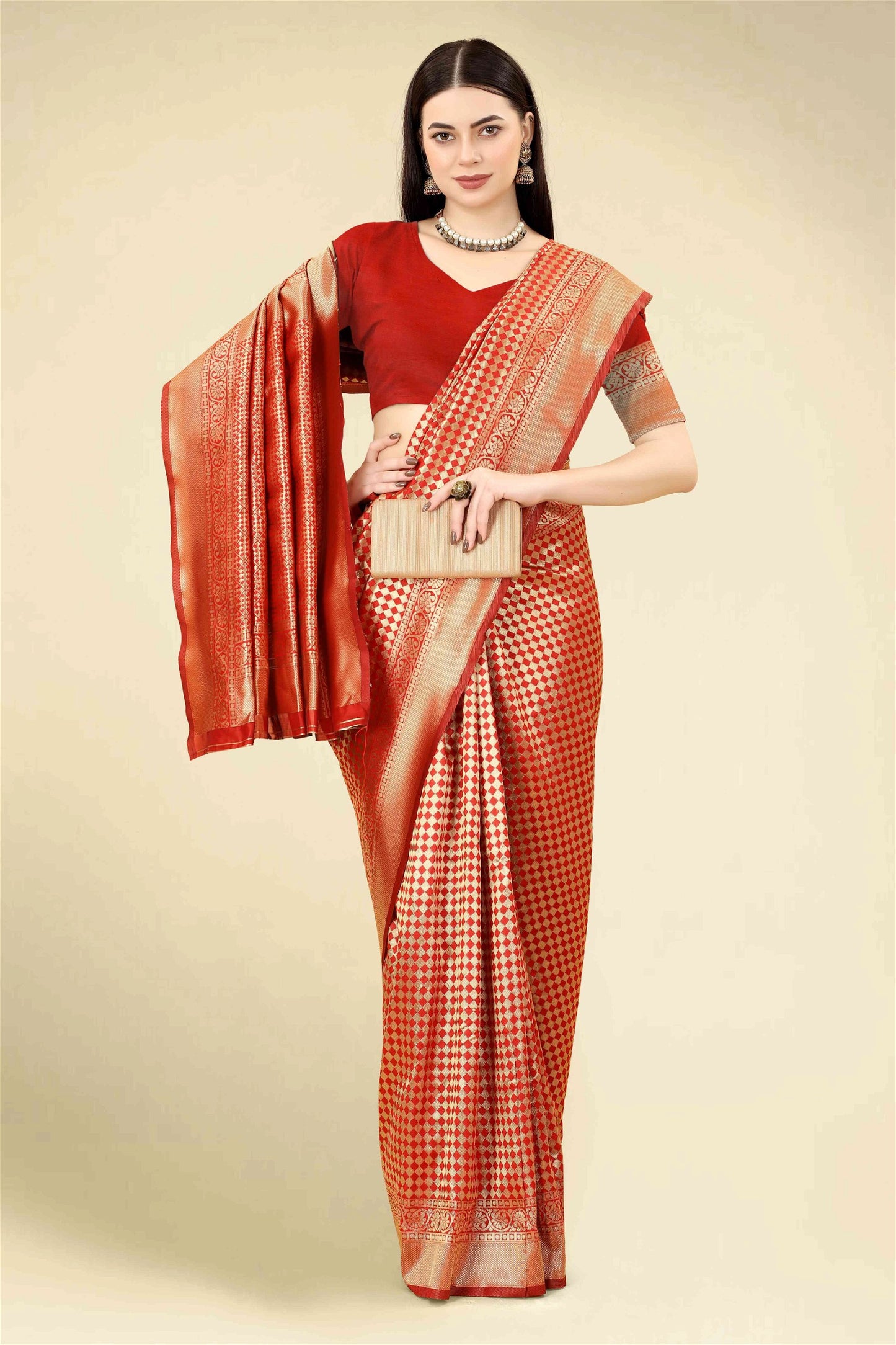 Red Colour Banarasi Silk Saree
