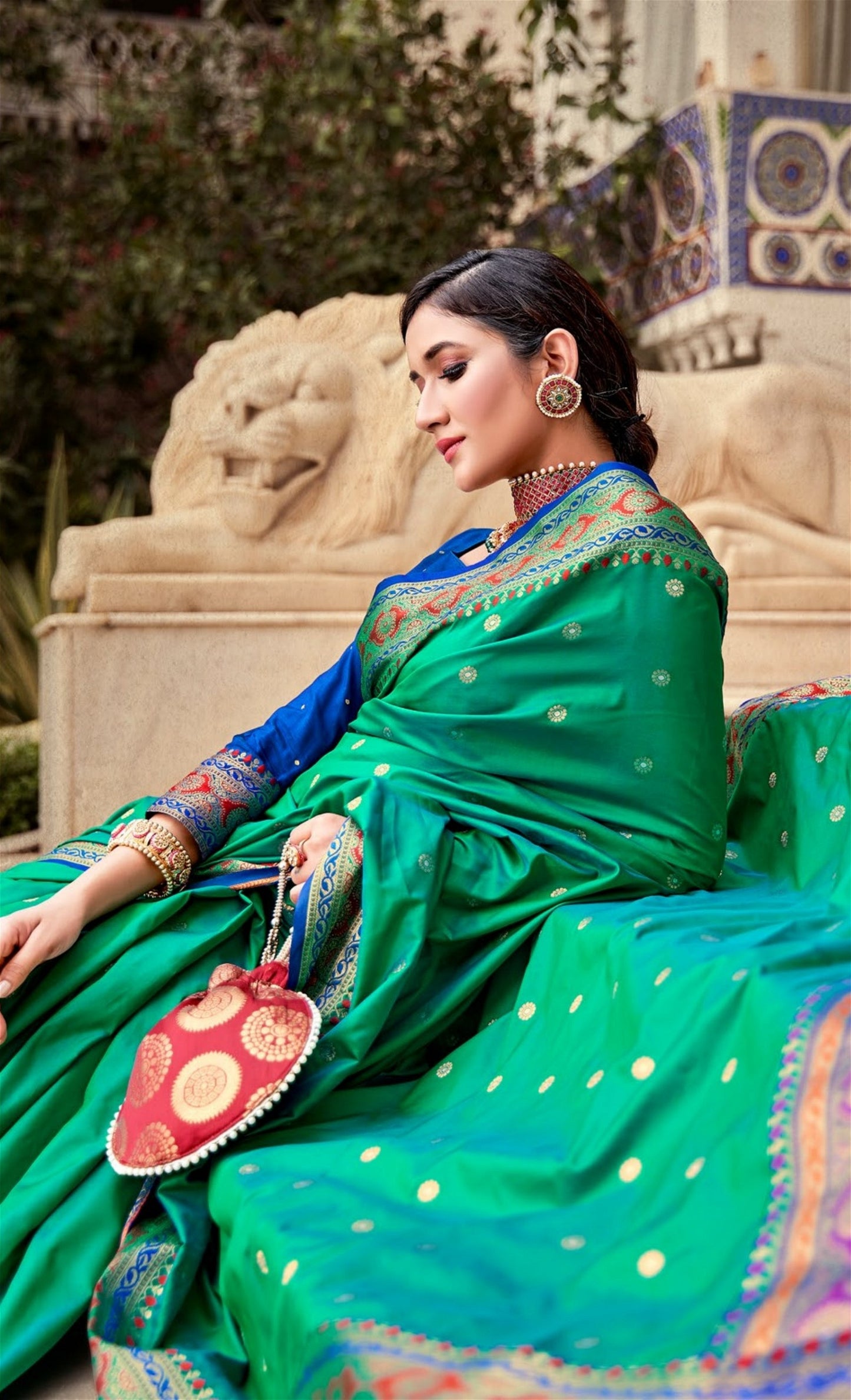 Aqua Green Colour Designer Weaving Work Soft Silk Saree