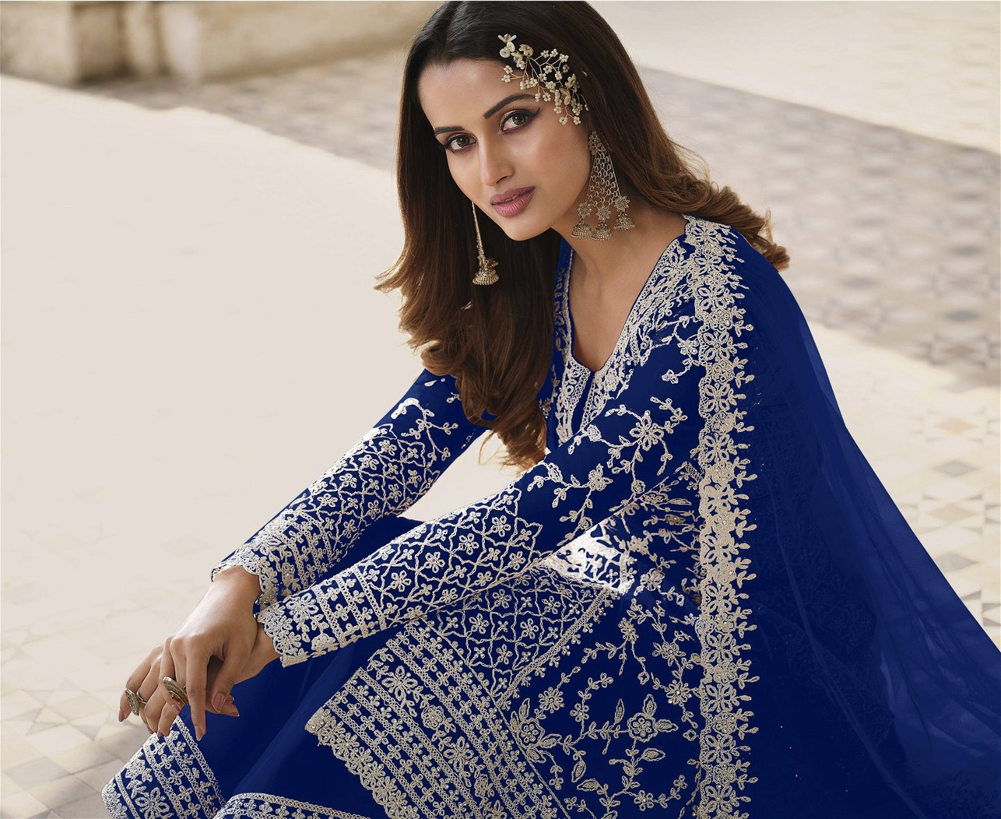 Heavy Butterfly Net With Embroidery Work Party Wear Salwar Kameez