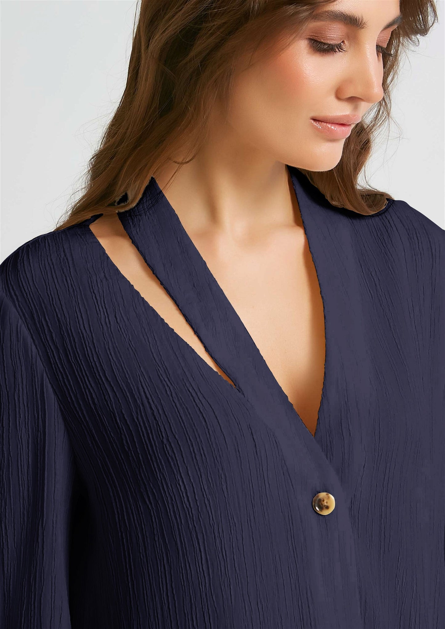 Navy Blue Premium Oyster Crush Women Party Wear Dress