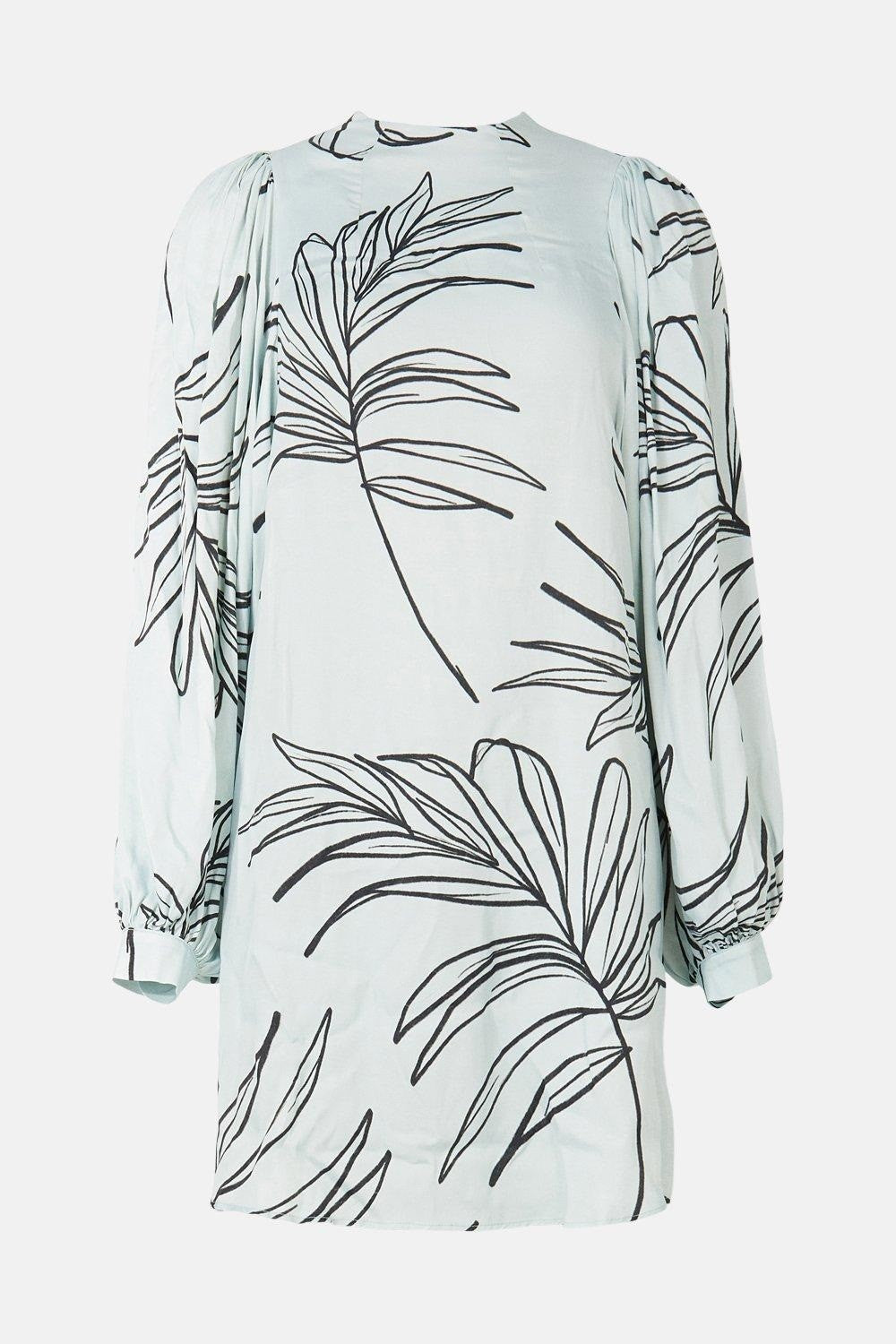 Sky Blue Colour Women's Party Wear Printed Short Dress