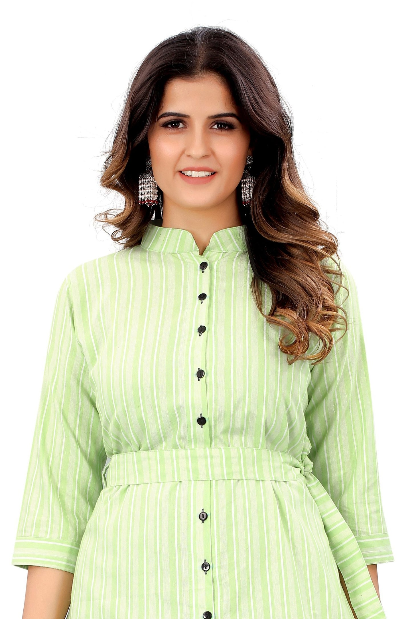 Light Green Colour Cotton Printed Casual Wear Dress