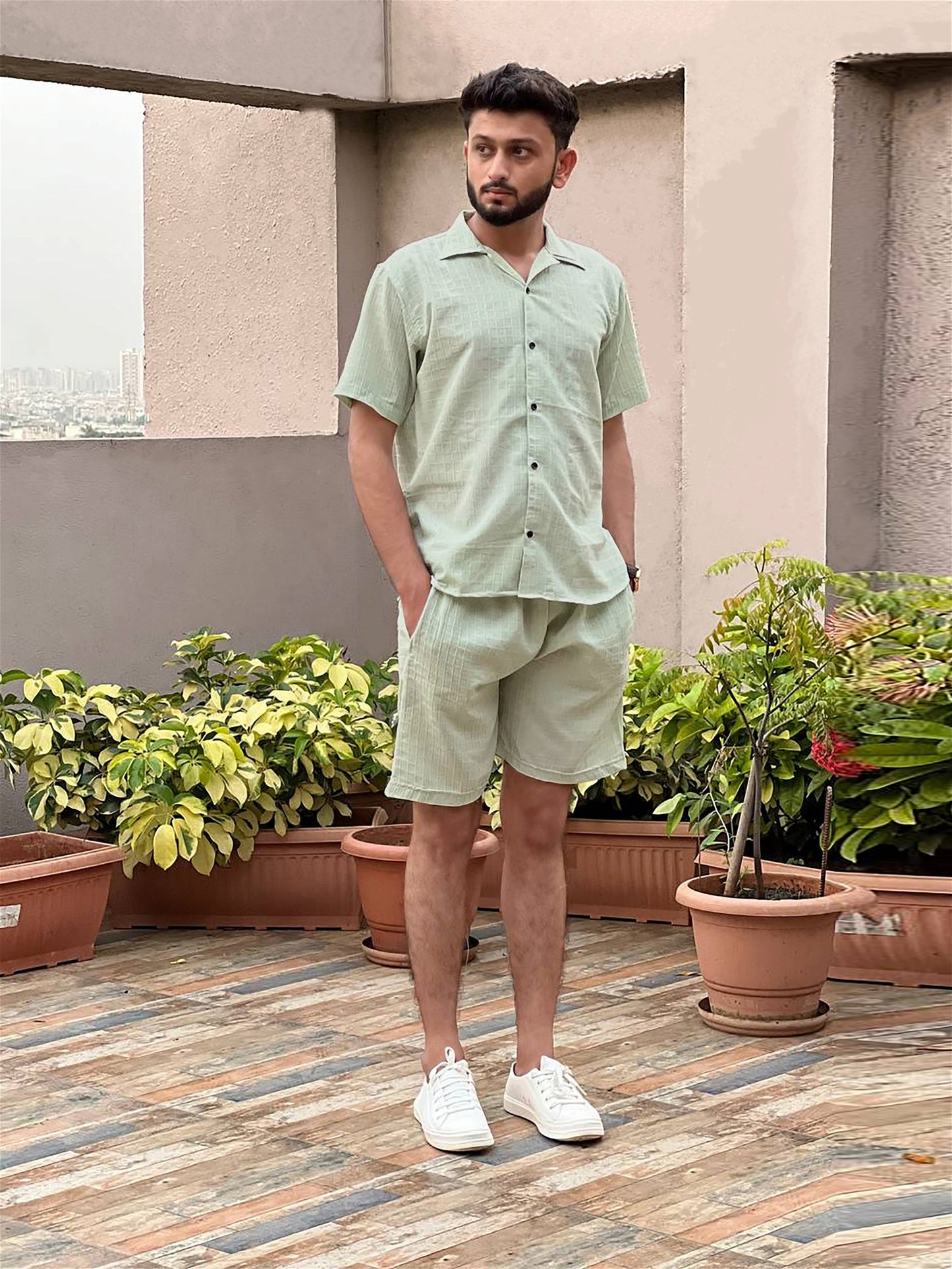 Pista Men's Casual Wear Shirt And Shorts Pair