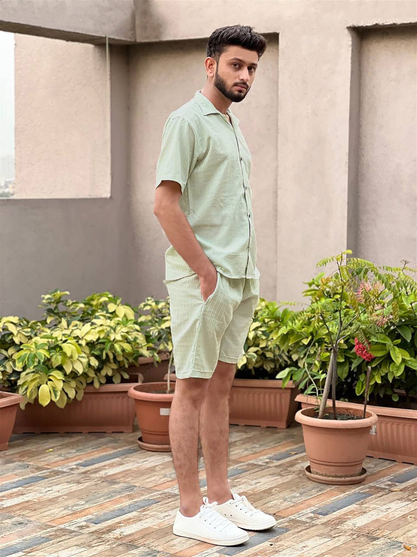 Pista Men's Casual Wear Shirt And Shorts Pair