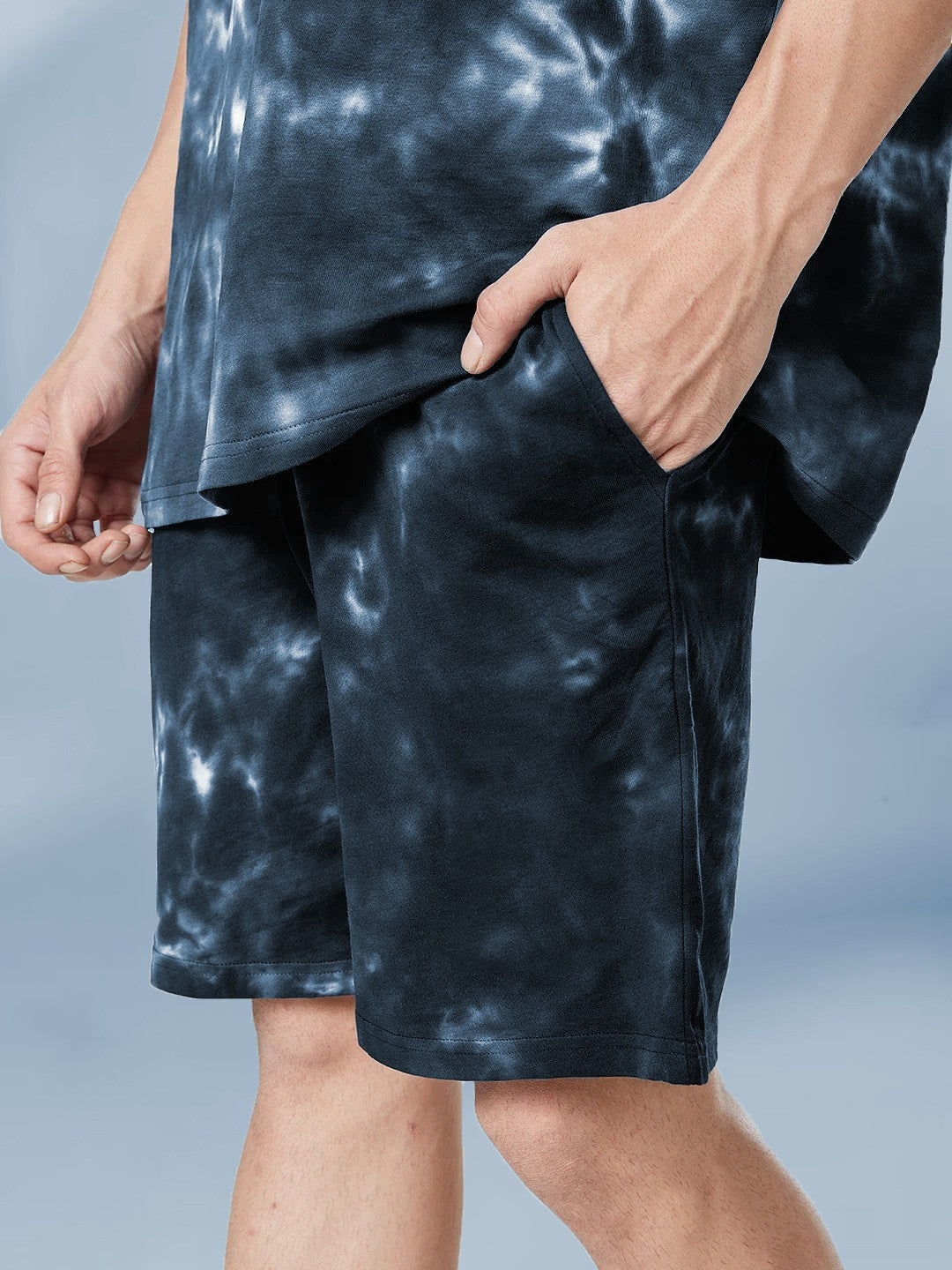 Dark Grey Tie And Dye Stylish Oversize Men's Co Ord Set