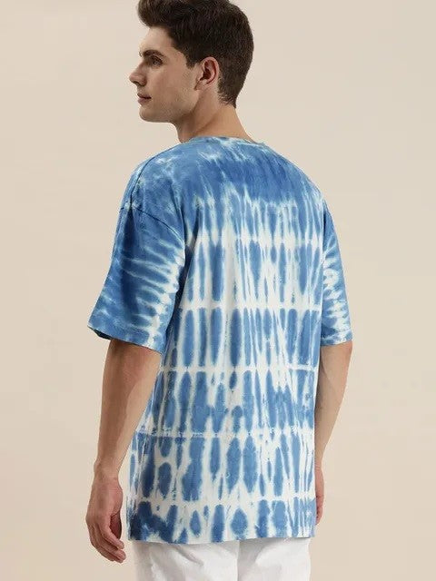 Sky And White Tie And Die Oversize T-shirt For Men