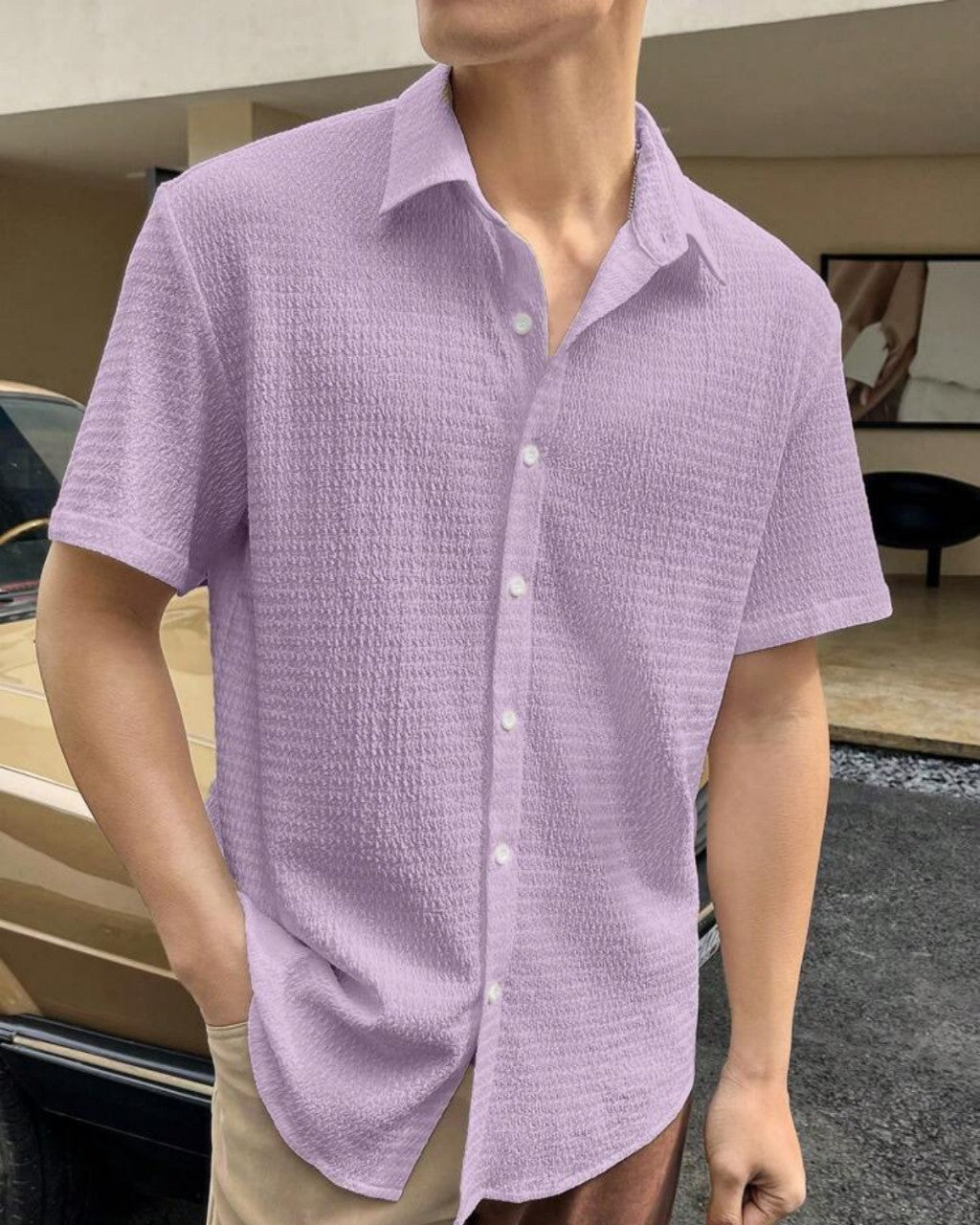 Levander Colour Men Casual Wear Cotton Structured Shirt