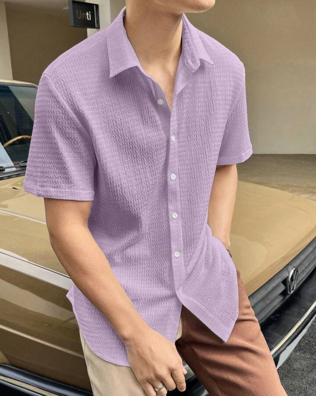 Levander Colour Men Casual Wear Cotton Structured Shirt