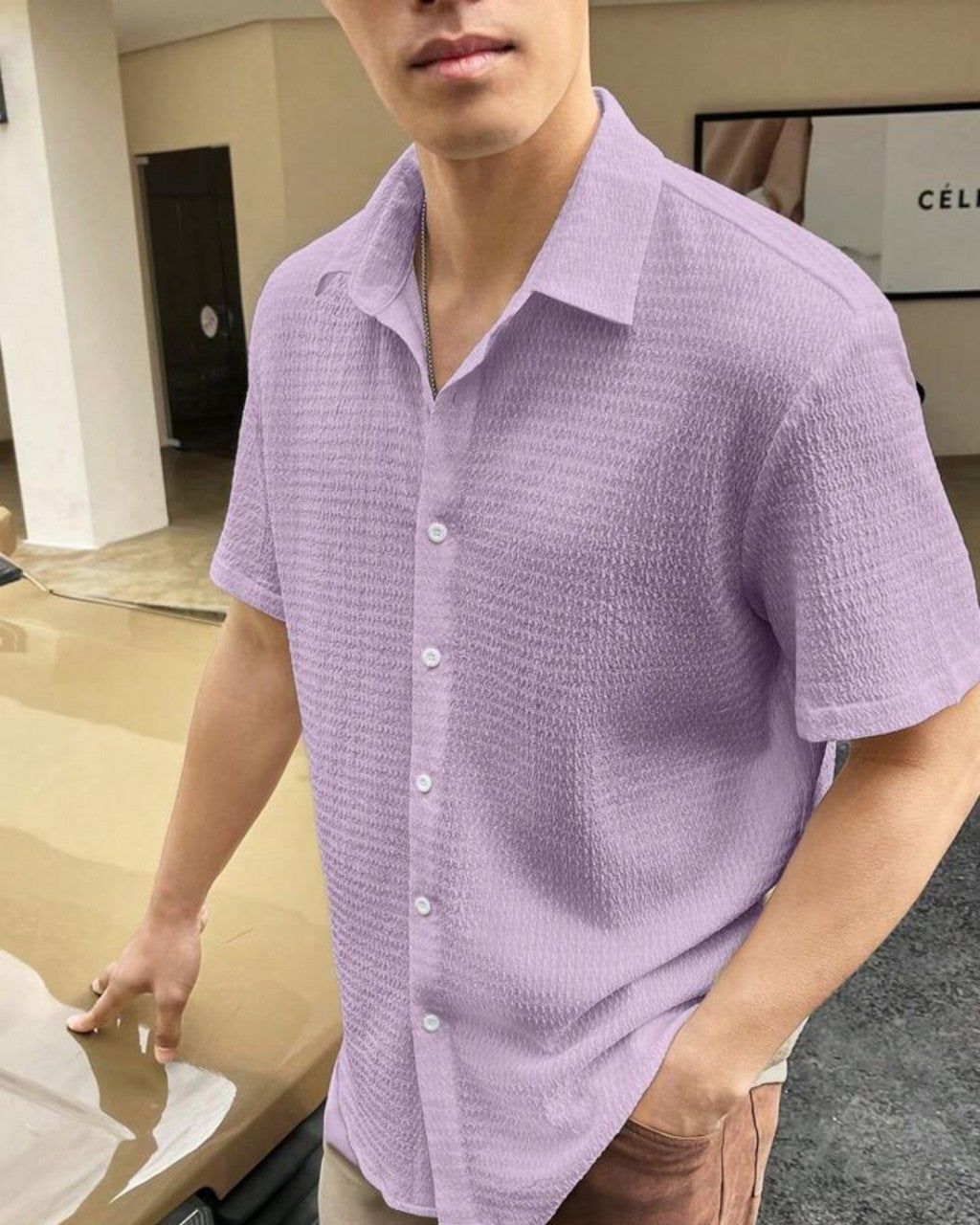 Levander Colour Men Casual Wear Cotton Structured Shirt