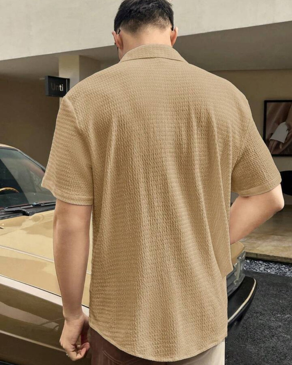 Cream Colour Men Casual Wear Cotton Structured Shirt