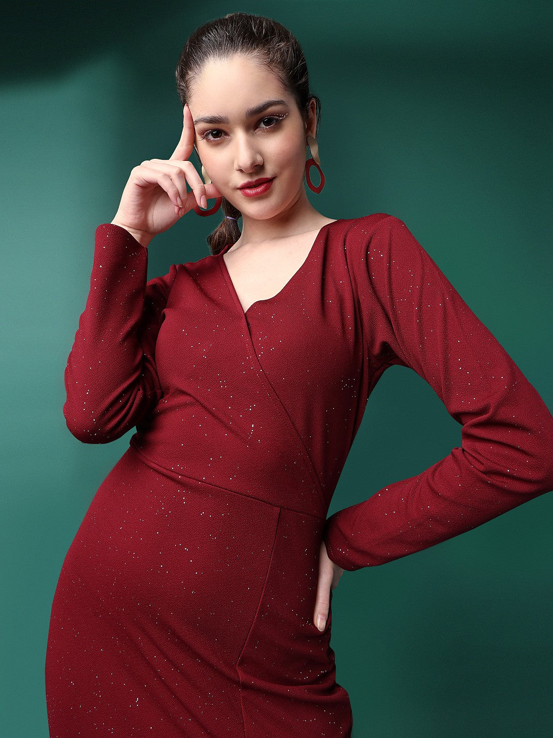 Cotton Lycra Sparkle Print Western Dress