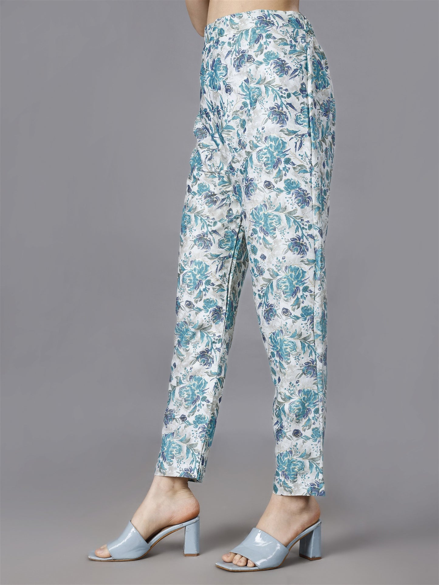 Printed Blue 2-Piece Shirt & Trousers Set