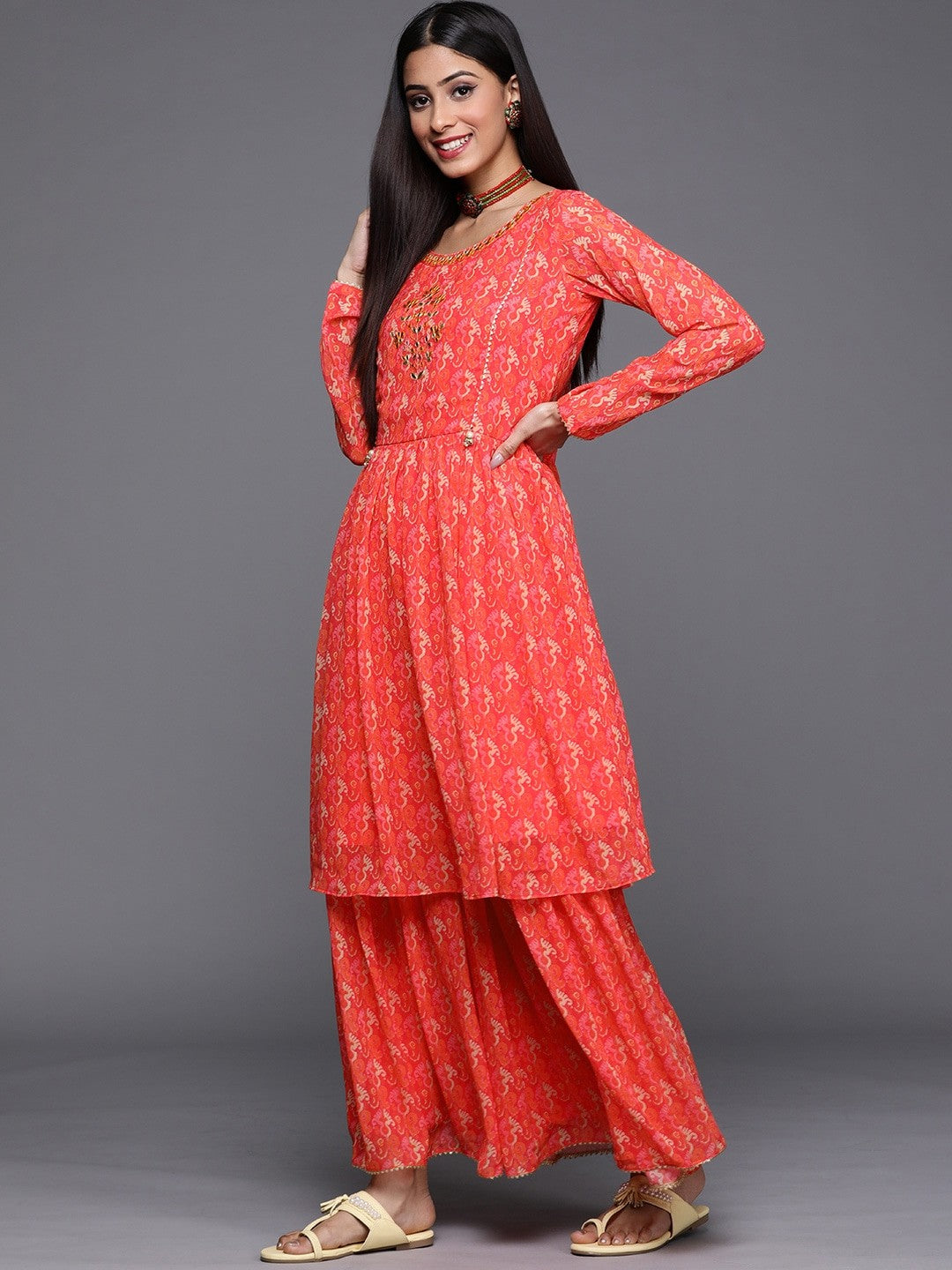 Women Georgette Kurta Sharara Set