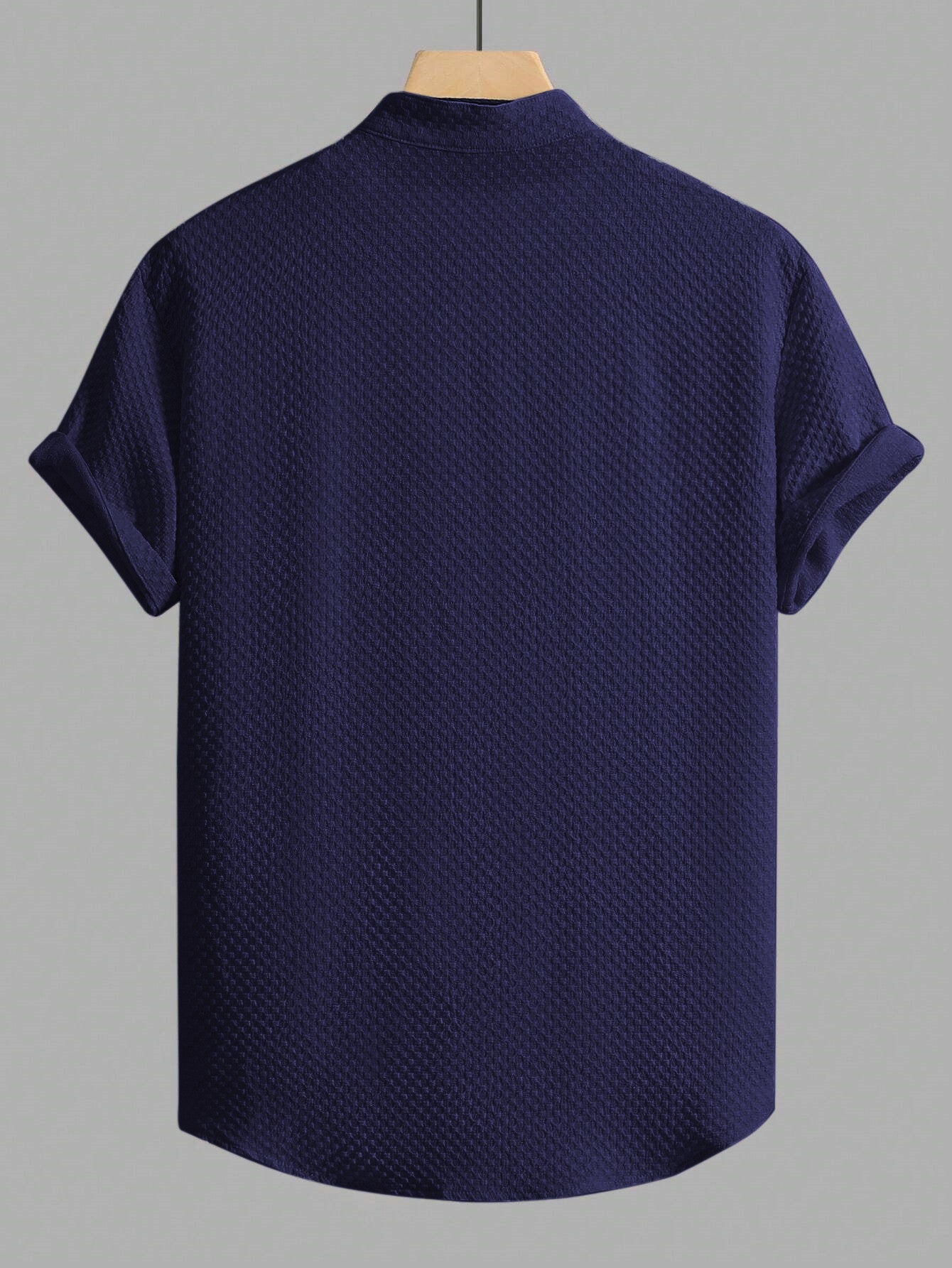 Dark Blue Men Regular Fit Solid Casual Half Sleeves Shirt