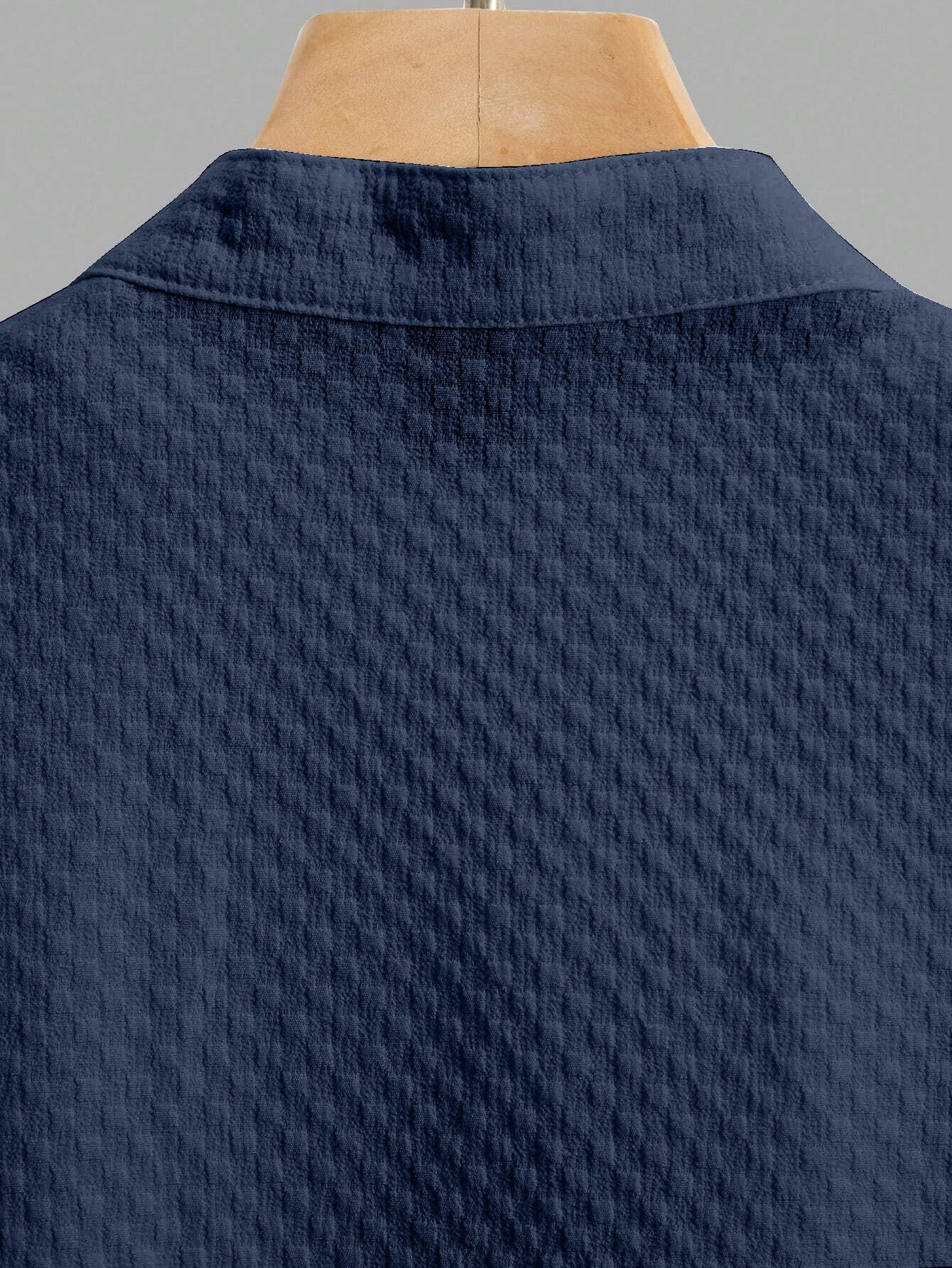 Navy Blue Colour Men's Casual Wear Short Sleeve Shirt