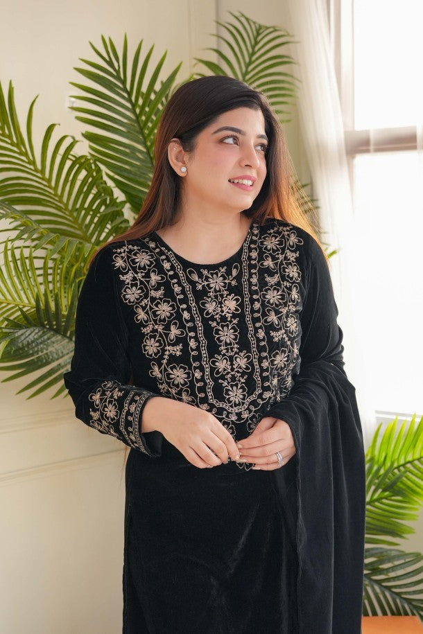 Embroidery Velvet Heavy Readymade Suits Catalog