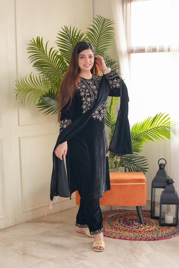 Embroidery Velvet Heavy Readymade Suits Catalog