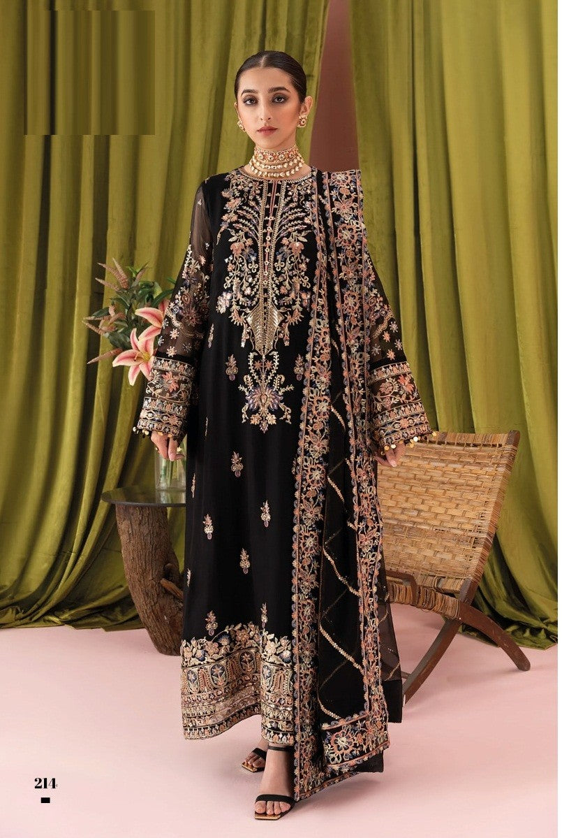 Black Color Party Wear Georgette Embroidery Suit