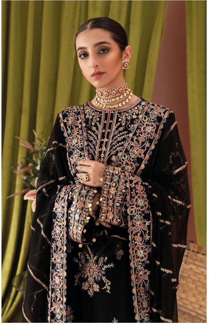 Black Color Party Wear Georgette Embroidery Suit