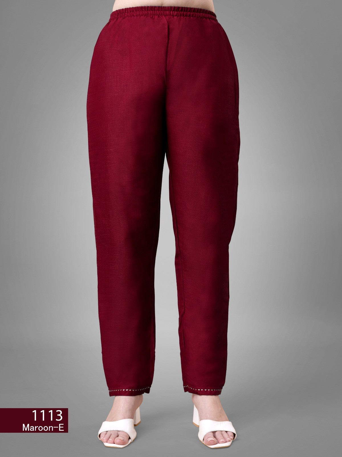 Women's Maroon Color Cotton Bland Embroidery With Sequence Work Kurta Pant With Dupatta Set