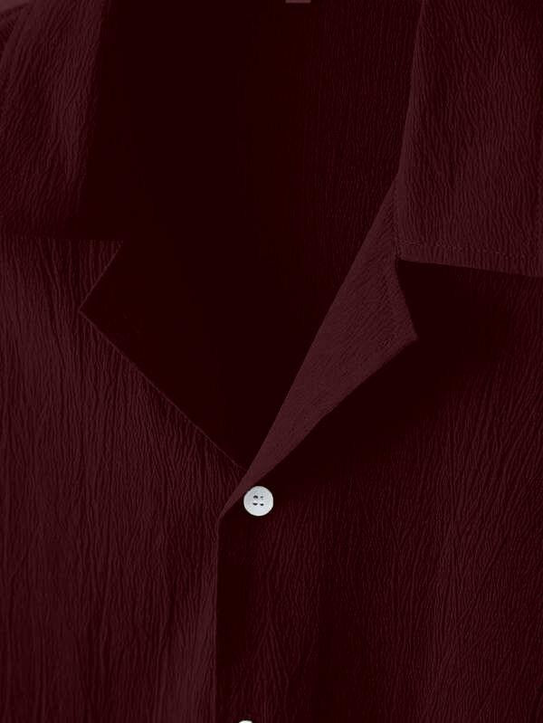 Dark Maroon Structured Half Sleeve Shirt