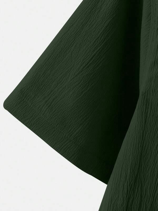 Dark Green Structured Half Sleeve Shirt