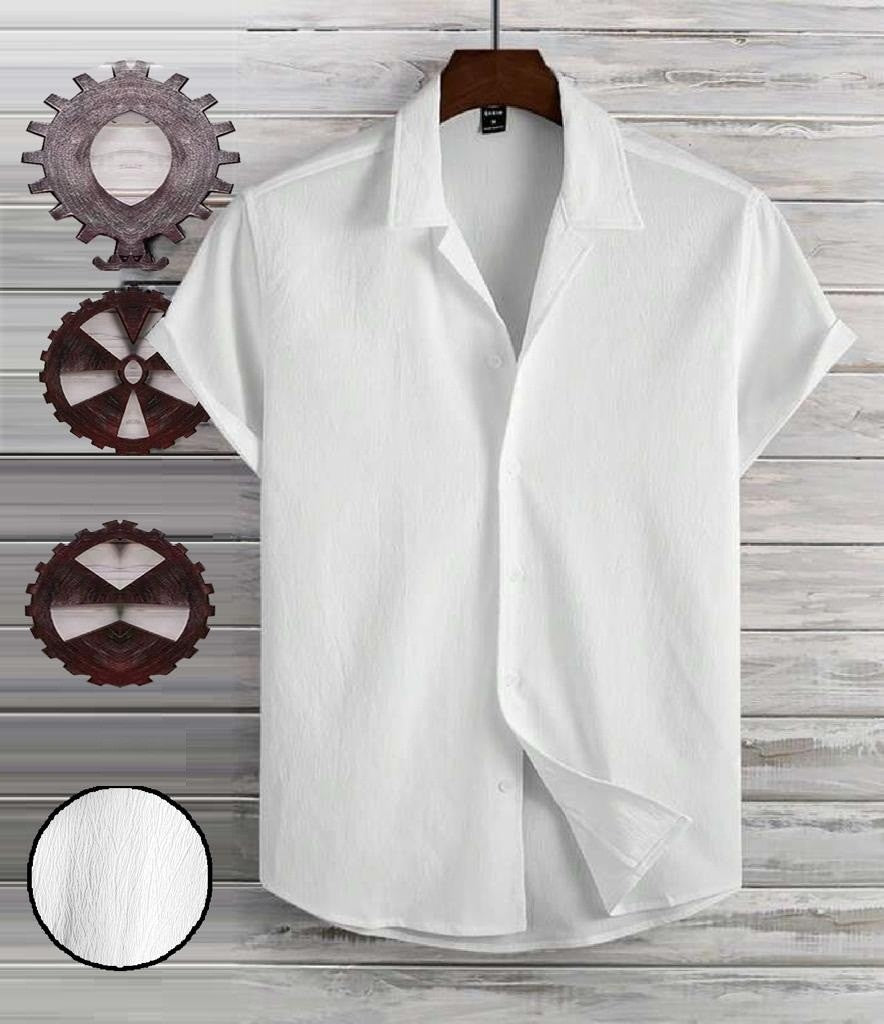 White Structured Half Sleeve Shirt
