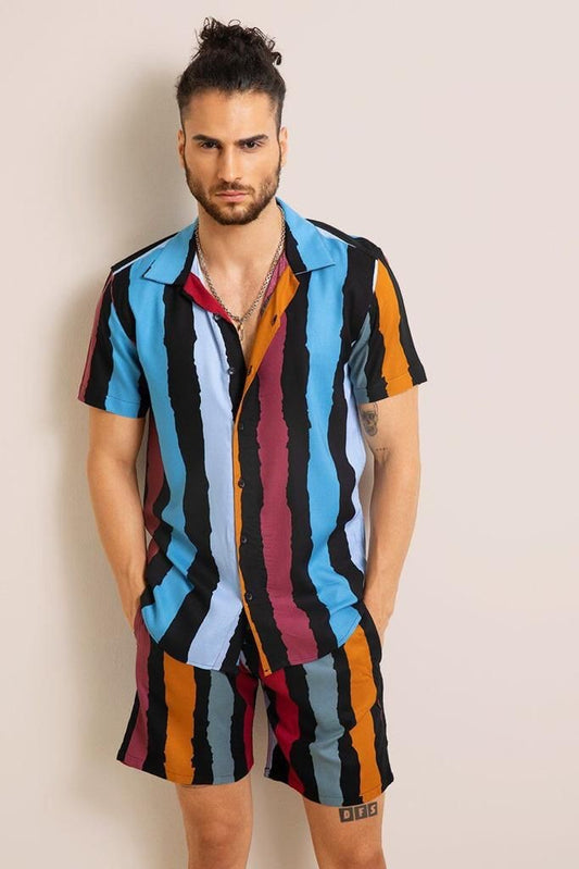 Men's Shirt And Shorts Set Short Sleeve