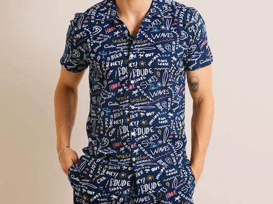 Men's Shirt And Shorts Set Short Sleeve