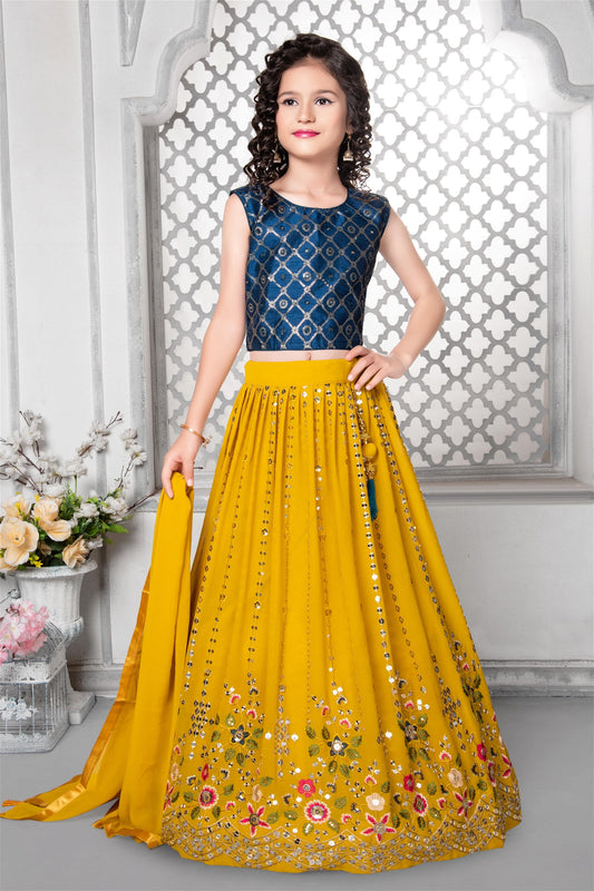 Partywear Readymade Crop Tops Designs Lehenga Kids Wear Collection 638