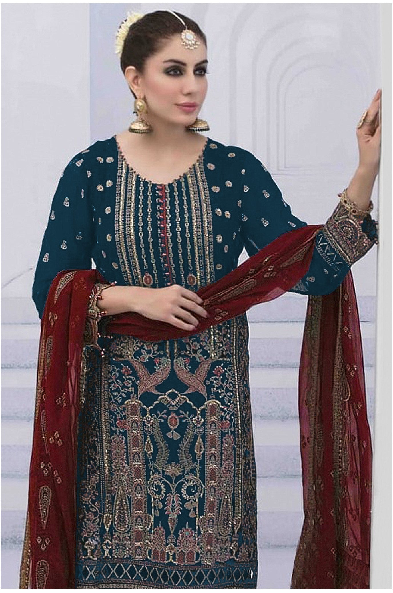 Designer Embroidered Faux Georgette Salwar Suit