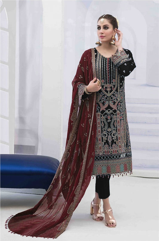 Designer Embroidered Faux Georgette Salwar Suit