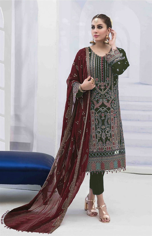 Designer Embroidered Faux Georgette Salwar Suit