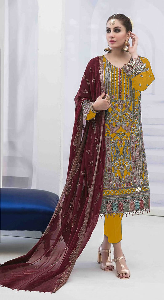 Designer Embroidered Faux Georgette Salwar Suit