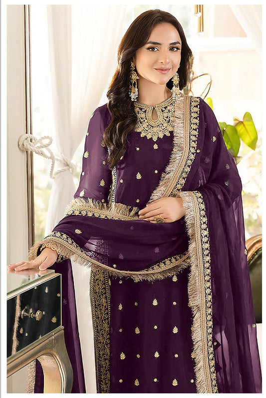 Sequin With Embroidery Work Festive Wear Suit