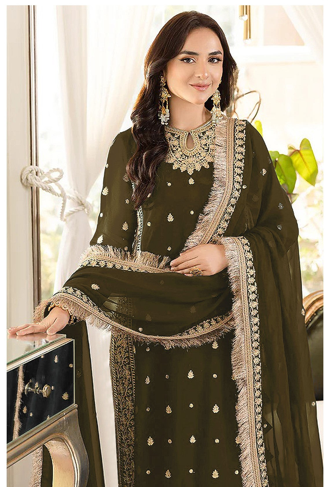 Sequin With Embroidery Work Festive Wear Suit