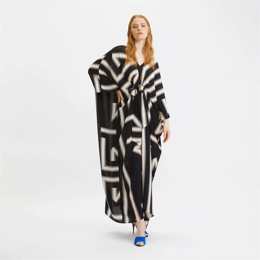 Zebra Stripes French Moss Stylish Kaftan