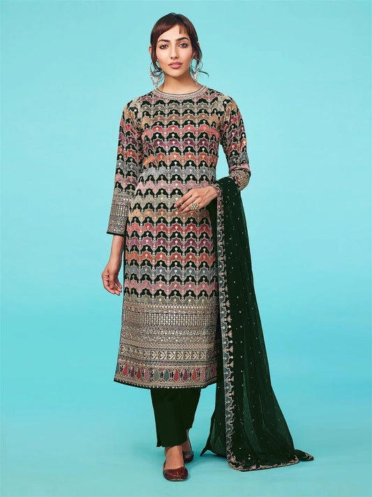 Georgette Party Wear Salwar Kameez with Embroidered and Squence work