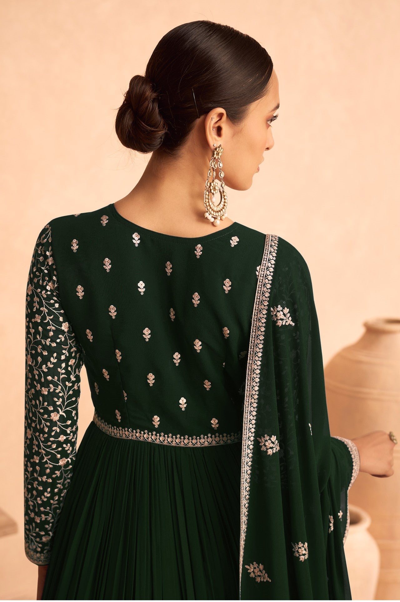 Beautiful Designer Anarkali Dupatta Gown Suit Wedding Party Wear Heavy Squence Embroidery Work