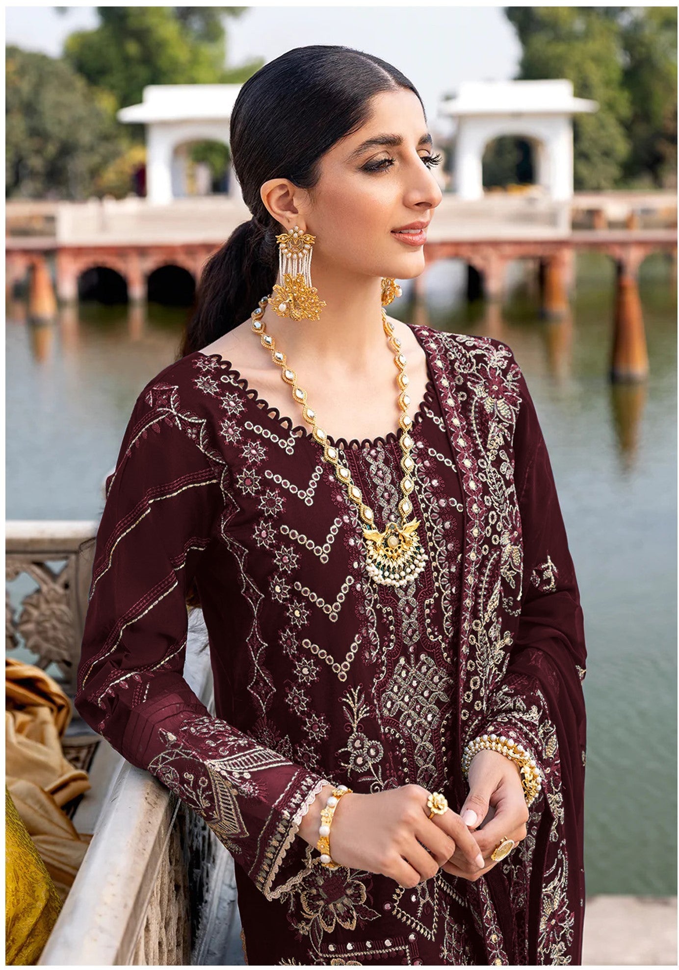 Wine Colour Georgette Suit