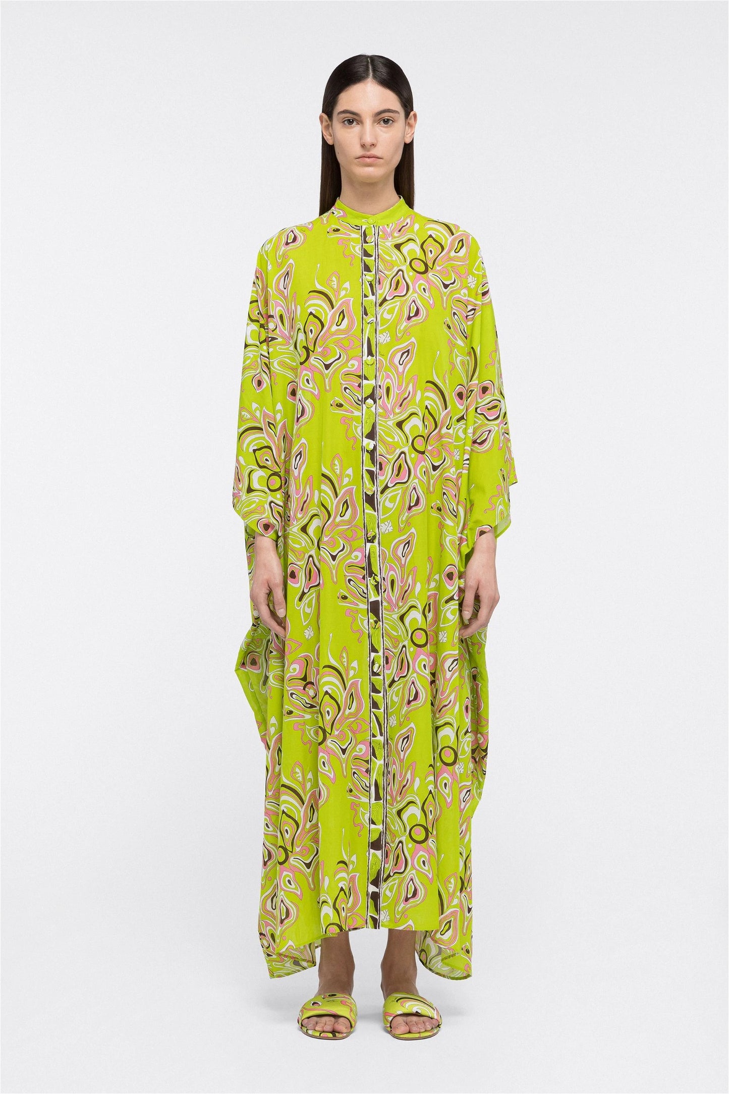 Designer Parrot Green Colour Kaftan