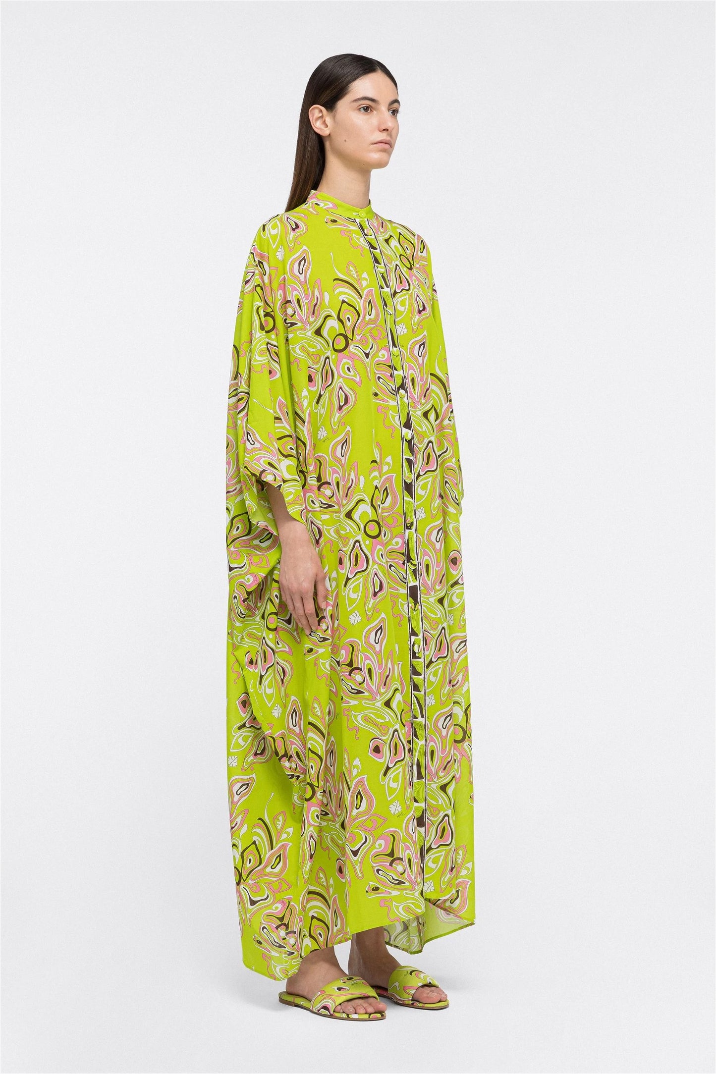 Designer Parrot Green Colour Kaftan