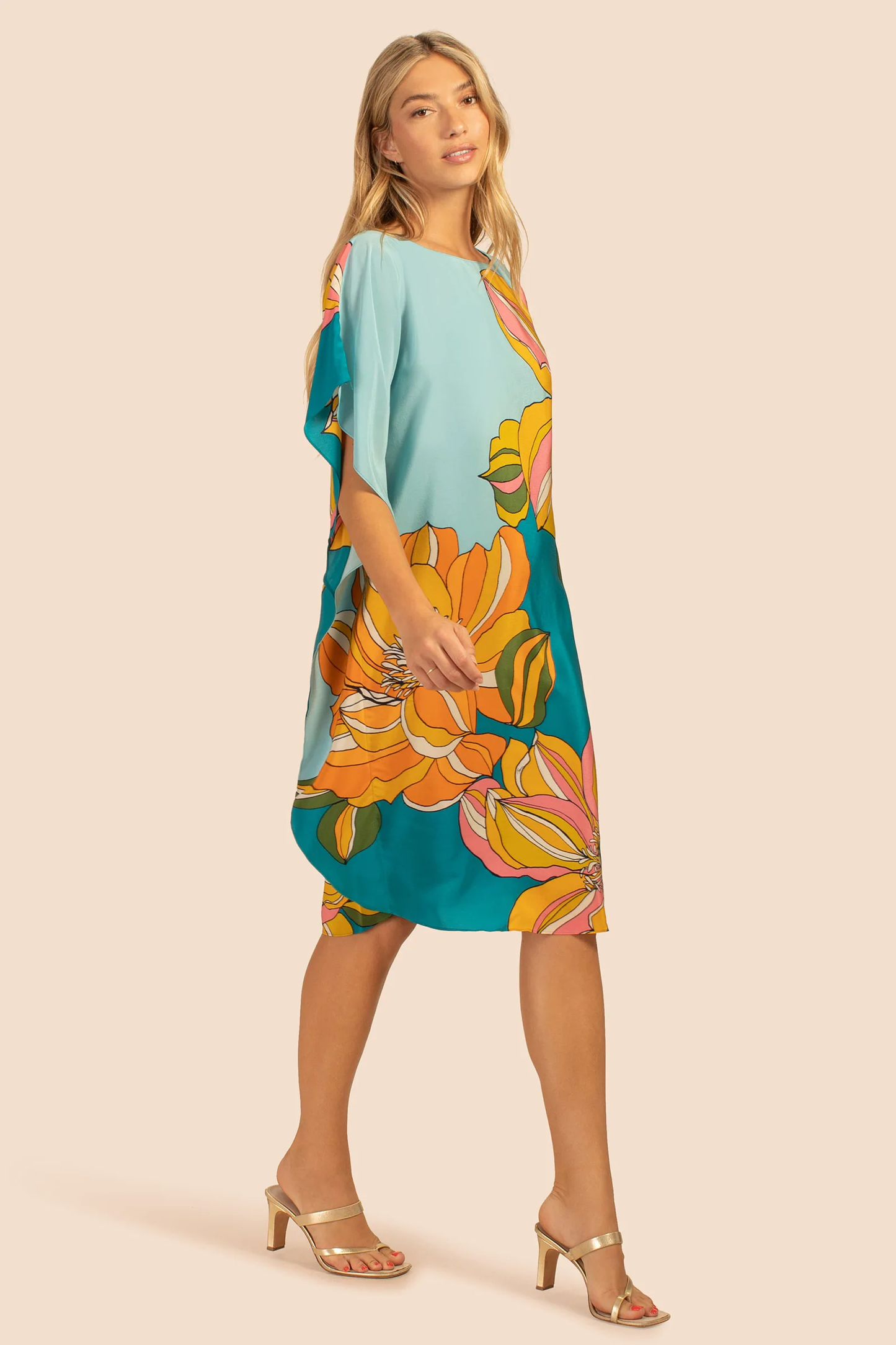 Floral Printed Soft Silk Crepe Womens Kaftan