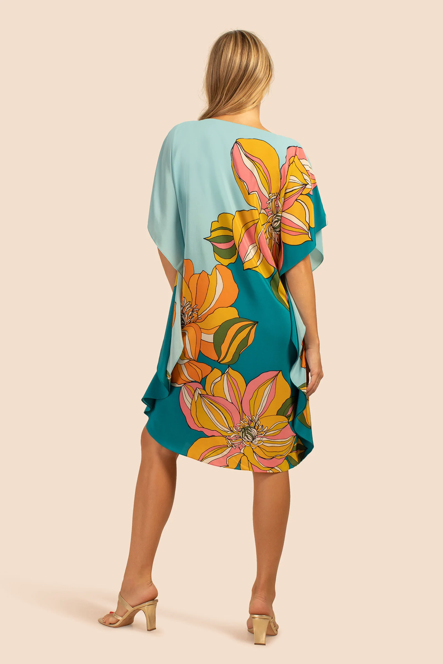 Floral Printed Soft Silk Crepe Womens Kaftan